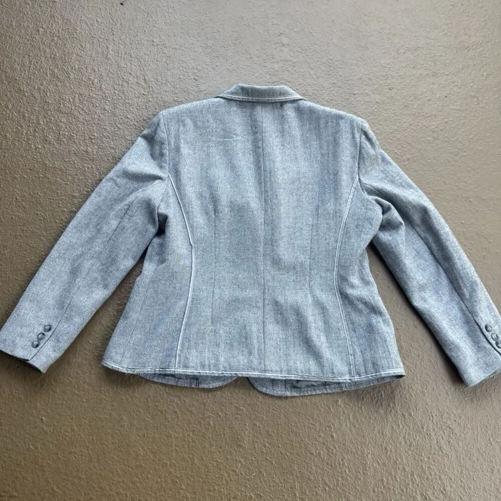 Anne Klein Women's Sz 16 Gray Cotton Wool Rayon Jacket Office Siren Business